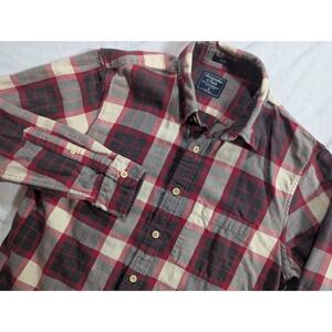 Abercrombie Fitch Shirt Mens M Red Flannel Long Sleeve Slim Cotton Pocket Y2K